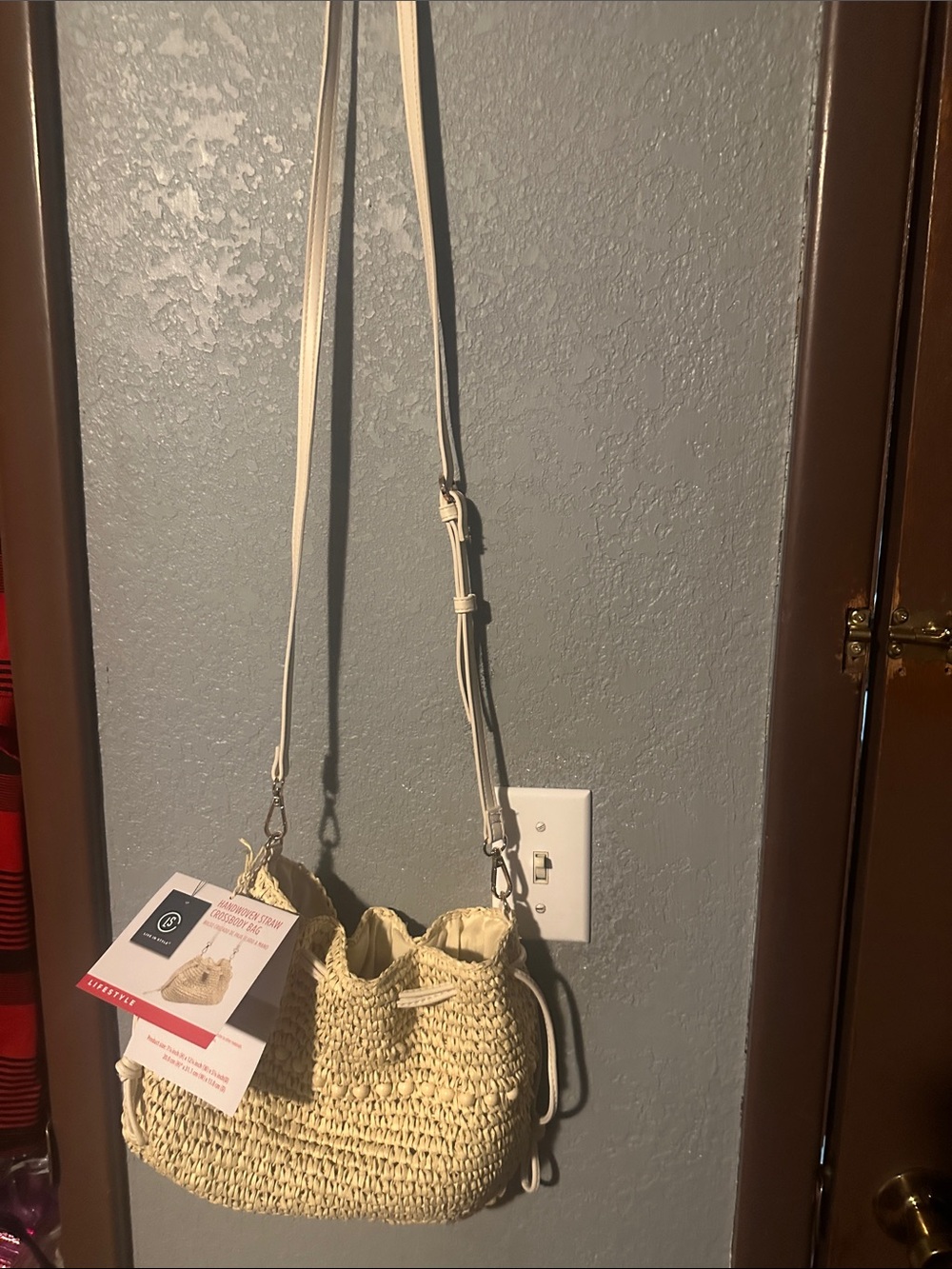 Serra Natural Cream Woven Straw Crossbody Bag